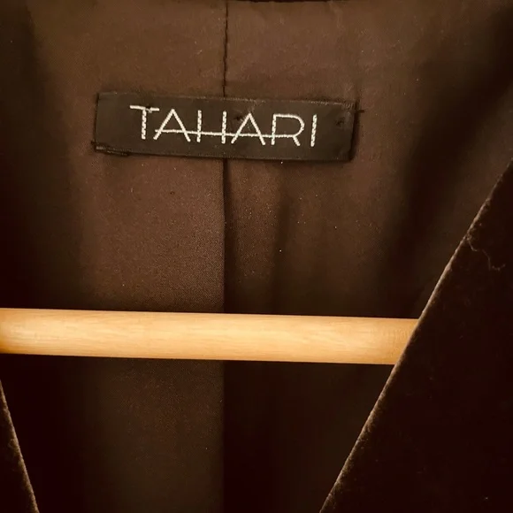 Tahari Brown Velvet Jacket Brown Size 4 - Picture 5 of 6
